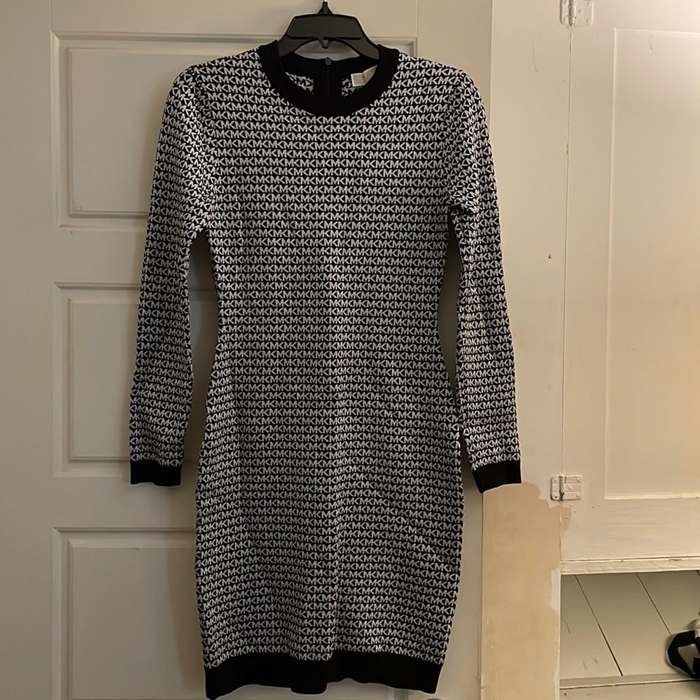 Silver black MK logo dress size small